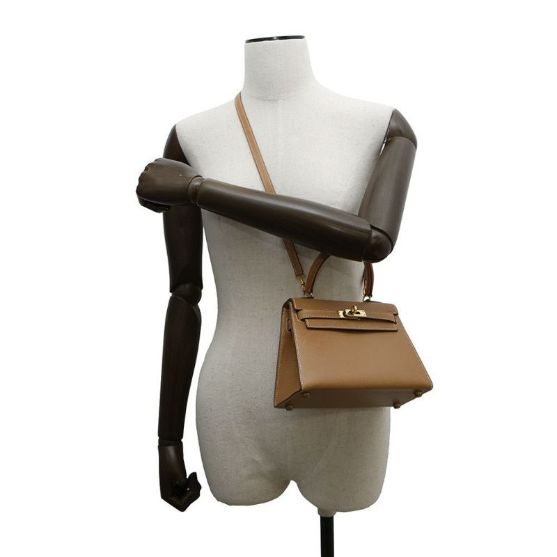 エルメス ハンドバッグ ミニケリー20 外縫い ナチュラル/ゴールド金具 クシュベル 〇S刻印 2wayショルダー