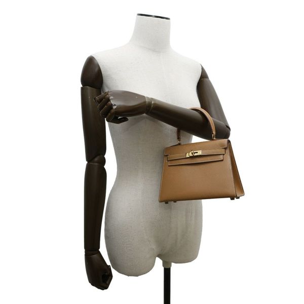 エルメス ハンドバッグ ミニケリー20 外縫い ナチュラル/ゴールド金具 クシュベル 〇S刻印 2wayショルダー