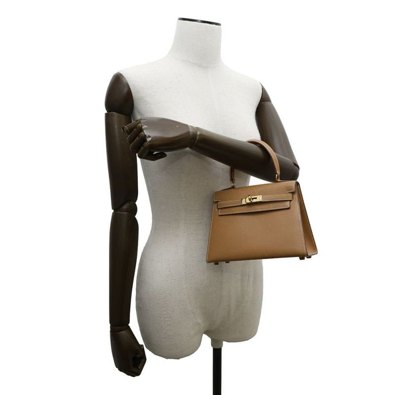 エルメス ハンドバッグ ミニケリー20 外縫い ナチュラル/ゴールド金具 クシュベル 〇S刻印 2wayショルダー