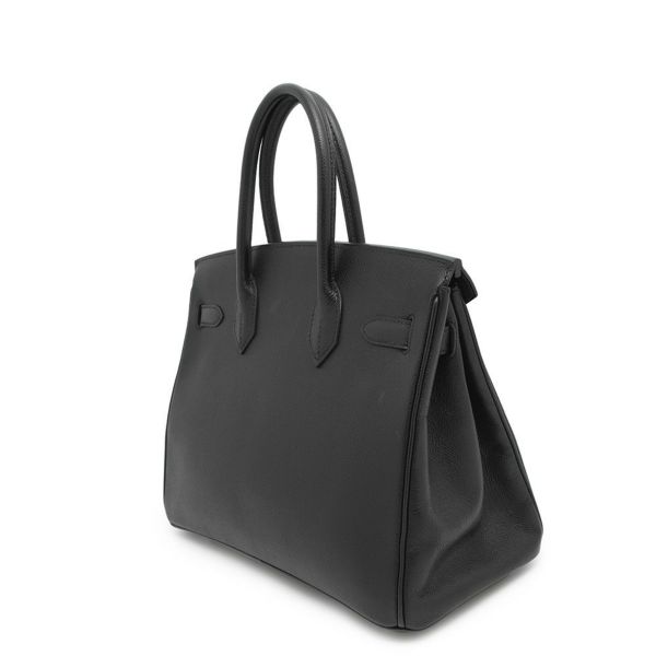 エルメス バーキン30 ブラック/シルバー金具 エプソン □K刻印 HERMES Birkin ハンドバッグ 黒
