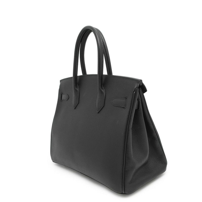エルメス バーキン30 ブラック/シルバー金具 エプソン □K刻印 HERMES Birkin ハンドバッグ 黒