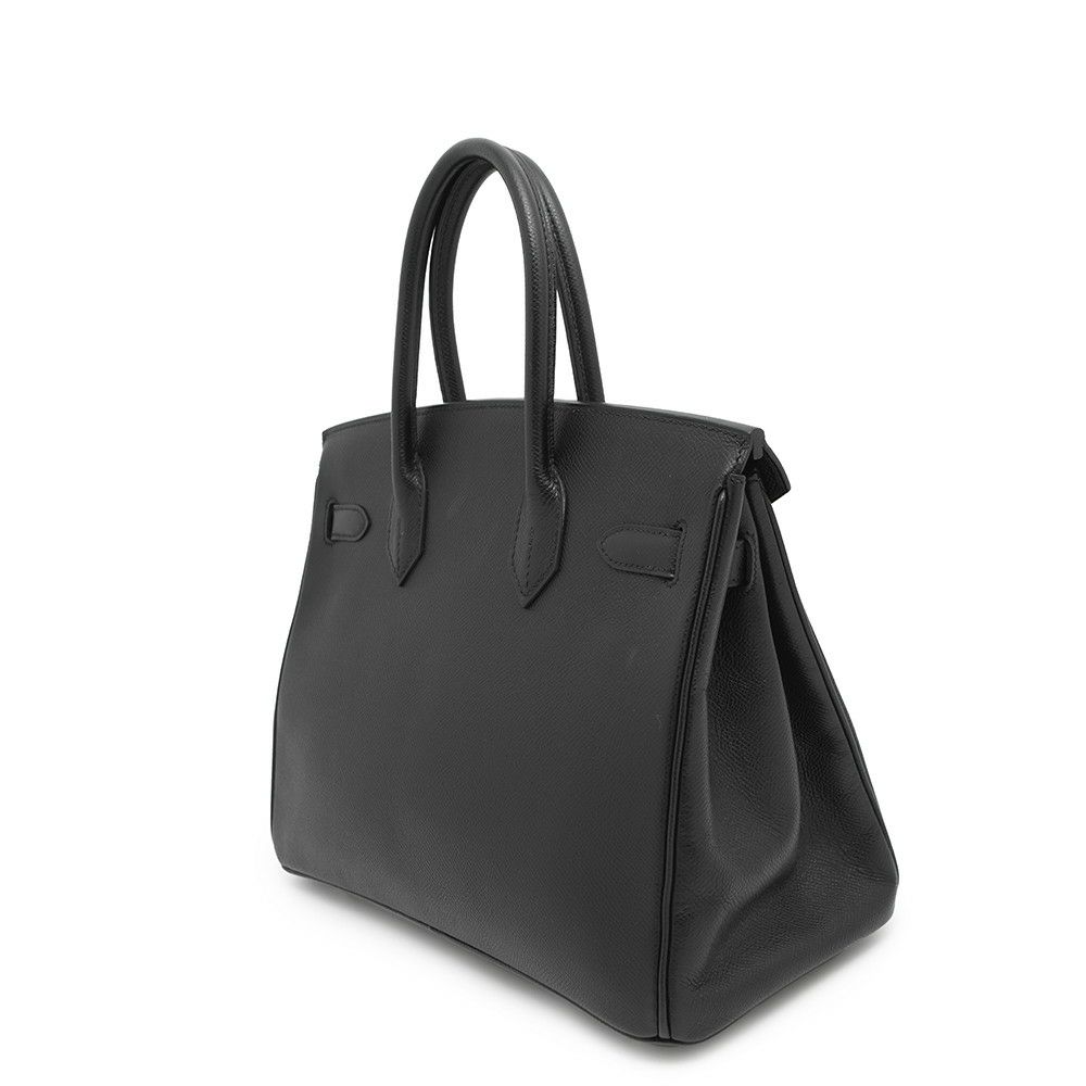 エルメス バーキン30 ブラック/シルバー金具 エプソン □K刻印 HERMES Birkin ハンドバッグ 黒