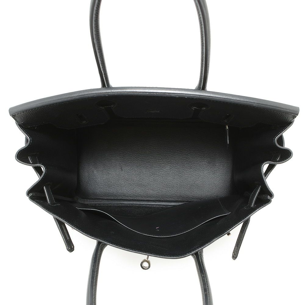 エルメス バーキン30 ブラック/シルバー金具 エプソン □K刻印 HERMES Birkin ハンドバッグ 黒