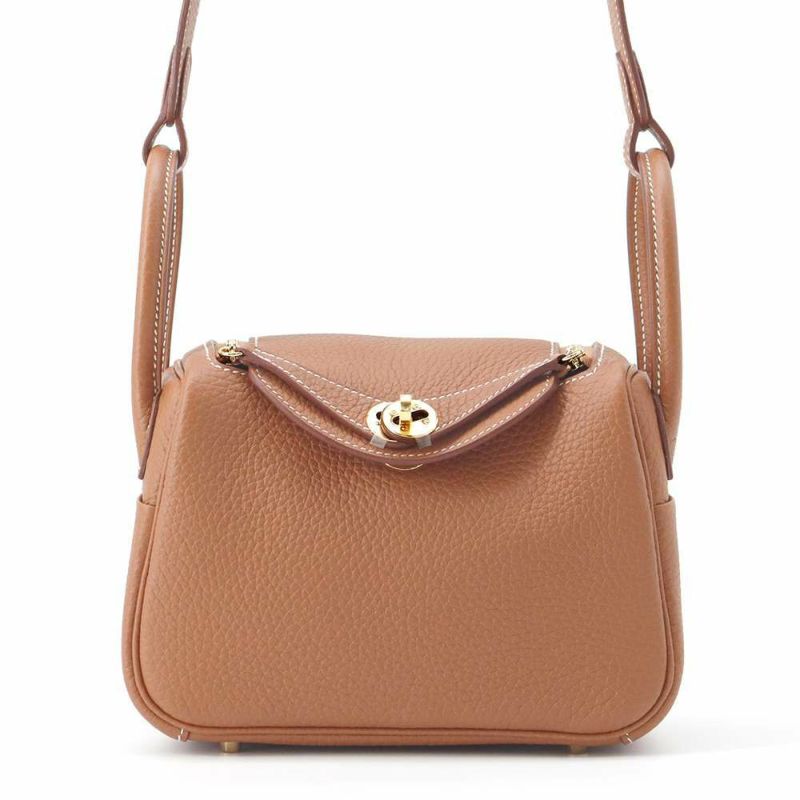 エルメス リンディ ミニ ゴールド/ゴールド金具 トリヨンクレマンス W刻印 HERMES 2wayショルダー