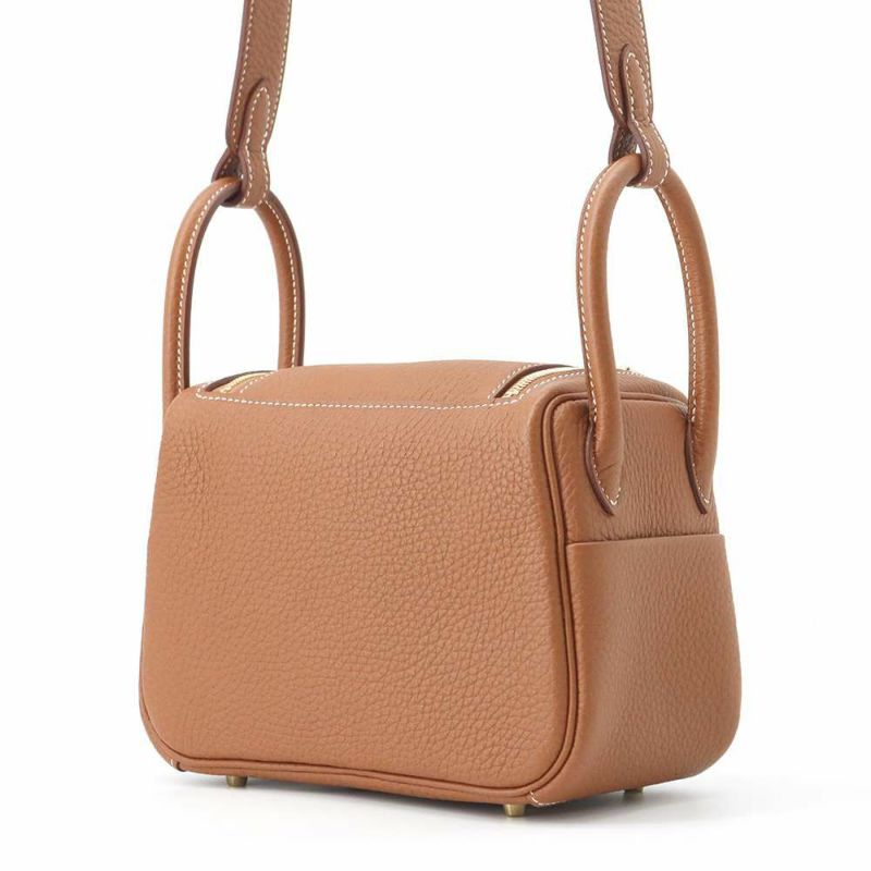 エルメス リンディ ミニ ゴールド/ゴールド金具 トリヨンクレマンス W刻印 HERMES 2wayショルダー