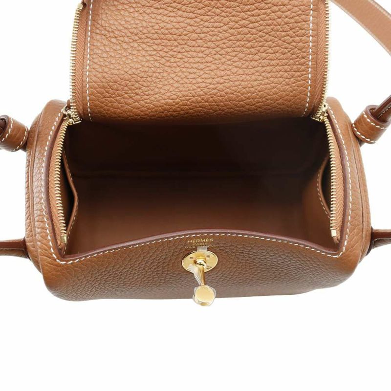 エルメス リンディ ミニ ゴールド/ゴールド金具 トリヨンクレマンス W刻印 HERMES 2wayショルダー
