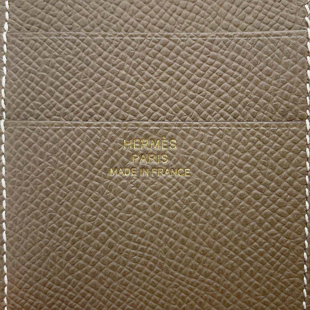 エルメス 三つ折り財布 ベアンコンビネ エトゥープ/ゴールド金具 ヴォーエプソン W刻印 財布