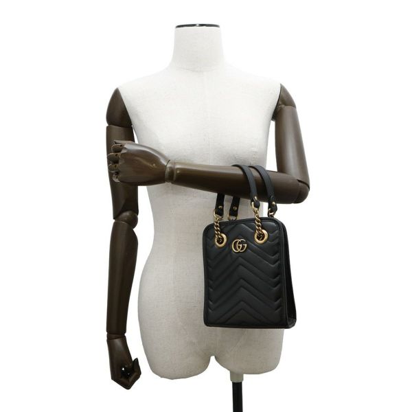 グッチ ハンドバッグ GGマーモント キルティング ミニ レザー 696123 GUCCI 2way 黒