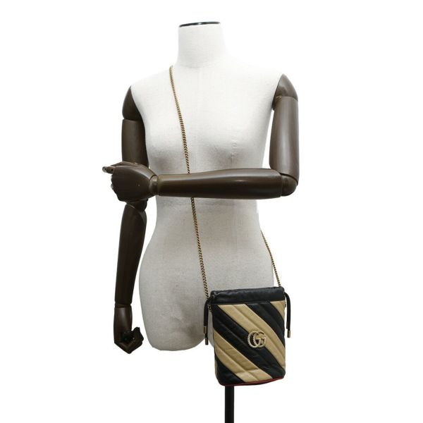 グッチ チェーンショルダーバッグ GGマーモント ミニバケットバッグ 573817 GUCCI キルティング 黒