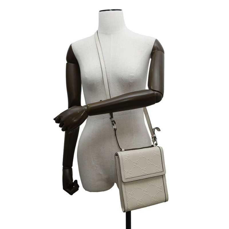 グッチ ハンドバッグ GGエンボス メッセンジャーバッグ 625782 GUCCI 白 2way