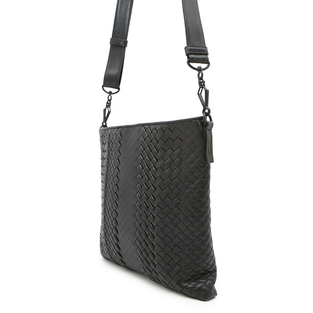ボッテガヴェネタ ショルダーバッグ イントレチャート レザー BOTTEGA VENETA バッグ 黒