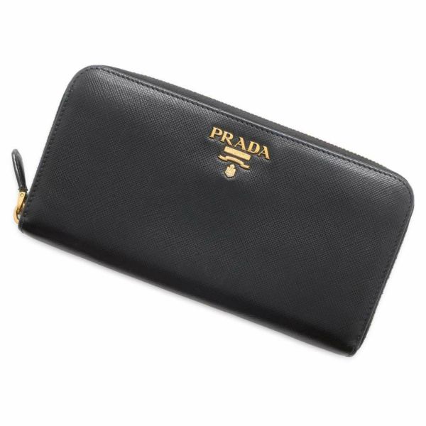 プラダ 長財布 サフィアーノ ラウンドジップ  レザー PRADA 財布 黒