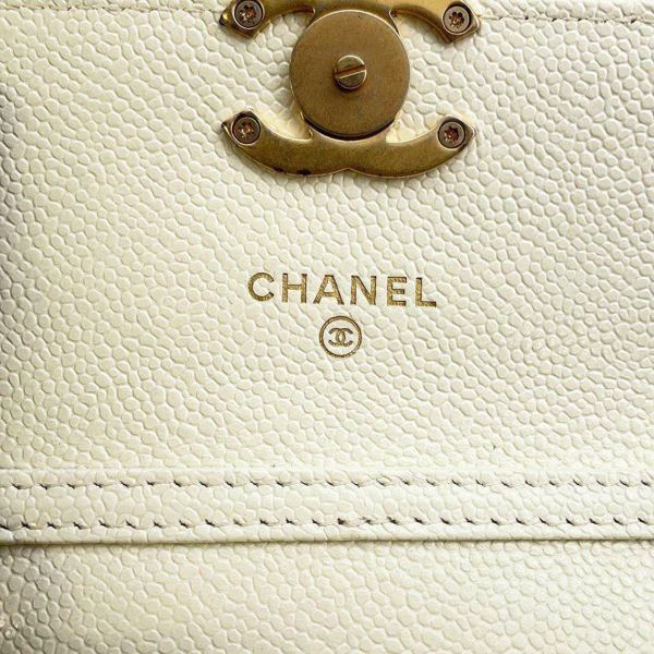 シャネル チェーンショルダーバッグ ミニ マトラッセ ココマーク キャビアスキン AP2629 CHANEL  ポシェット 白