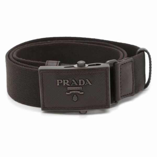 プラダ ベルト ロゴバックル ナイロン レザー サイズ40S PRADA