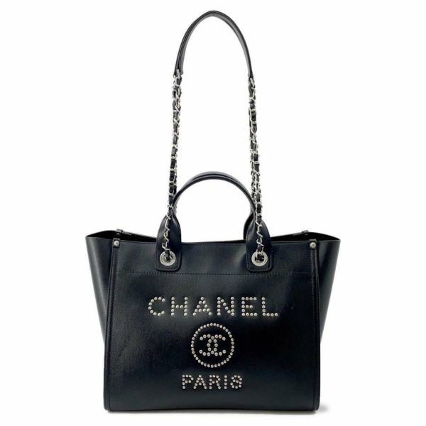 シャネル トートバッグ ドーヴィル ショッピングバッグ ココマーク スタッズ A57069 CHANEL ショルダーバッグ 黒