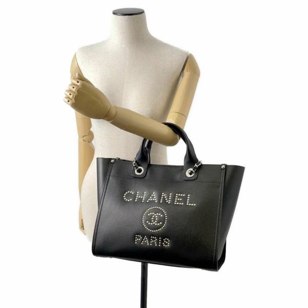 シャネル トートバッグ ドーヴィル ショッピングバッグ ココマーク スタッズ A57069 CHANEL ショルダーバッグ 黒