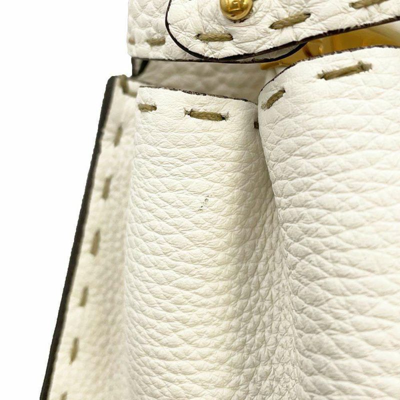 フェンディ ハンドバッグ ミニ ピーカブー ステッチ カーフレザー 8BN244 FENDI 2wayショルダーバッグ 白