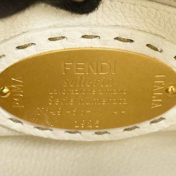 フェンディ ハンドバッグ ミニ ピーカブー ステッチ カーフレザー 8BN244 FENDI 2wayショルダーバッグ 白