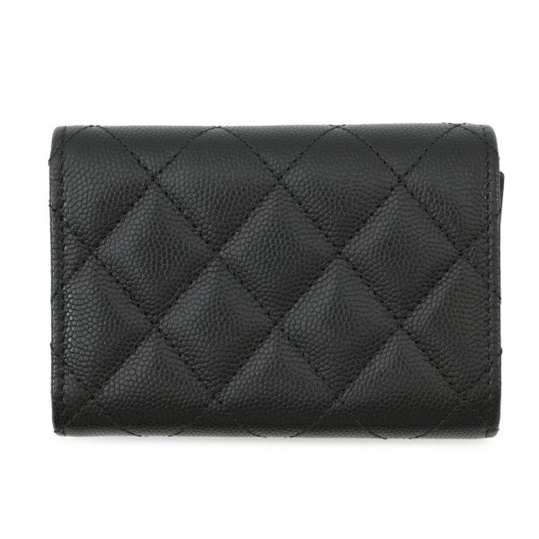 シャネル 三つ折り財布 マトラッセ ココマーク スモール フラップ キャビアスキン/ラインストーン AP3518 CHANEL 黒