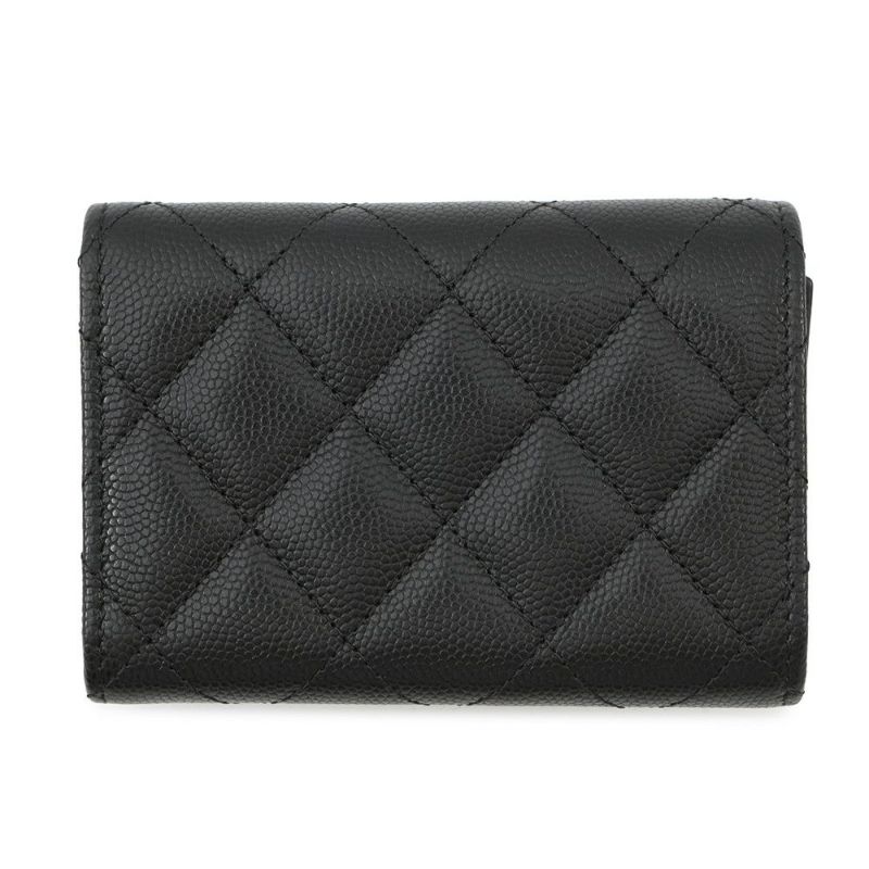 シャネル 三つ折り財布 マトラッセ ココマーク スモール フラップ キャビアスキン/ラインストーン AP3518 CHANEL 黒
