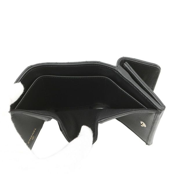 シャネル 三つ折り財布 マトラッセ ココマーク スモール フラップ キャビアスキン/ラインストーン AP3518 CHANEL 黒