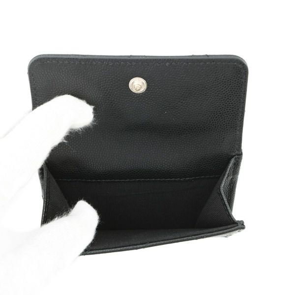 シャネル 三つ折り財布 マトラッセ ココマーク スモール フラップ キャビアスキン/ラインストーン AP3518 CHANEL 黒