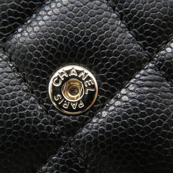 シャネル 三つ折り財布 マトラッセ ココマーク スモール フラップ キャビアスキン/ラインストーン AP3518 CHANEL 黒