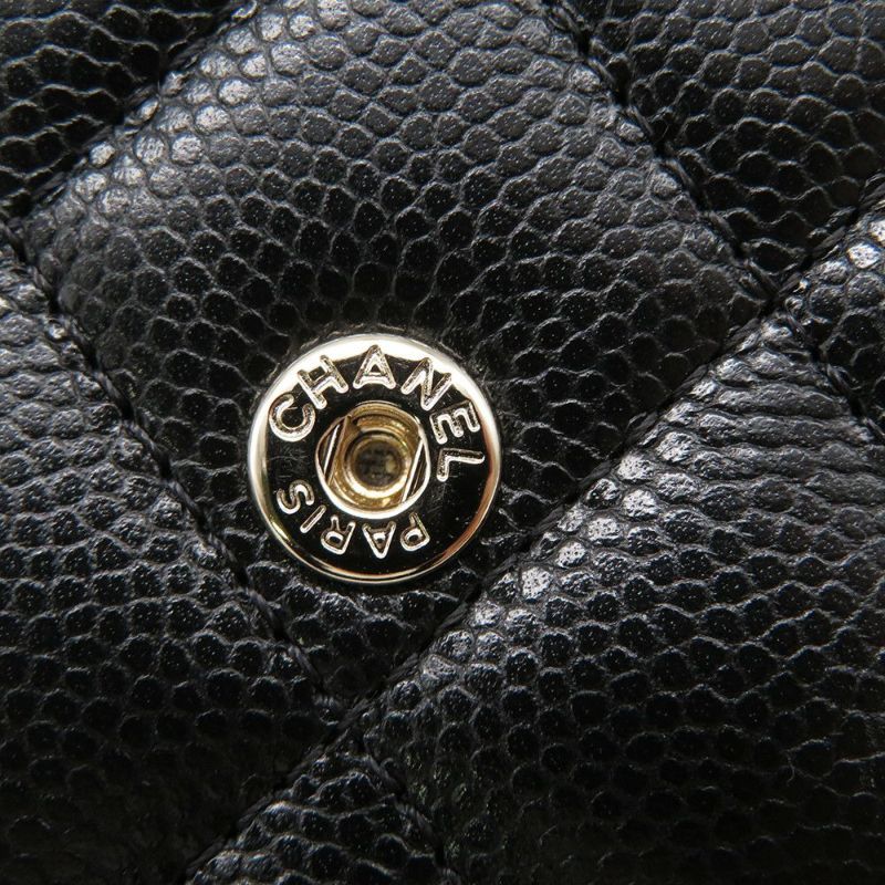シャネル 三つ折り財布 マトラッセ ココマーク スモール フラップ キャビアスキン/ラインストーン AP3518 CHANEL 黒