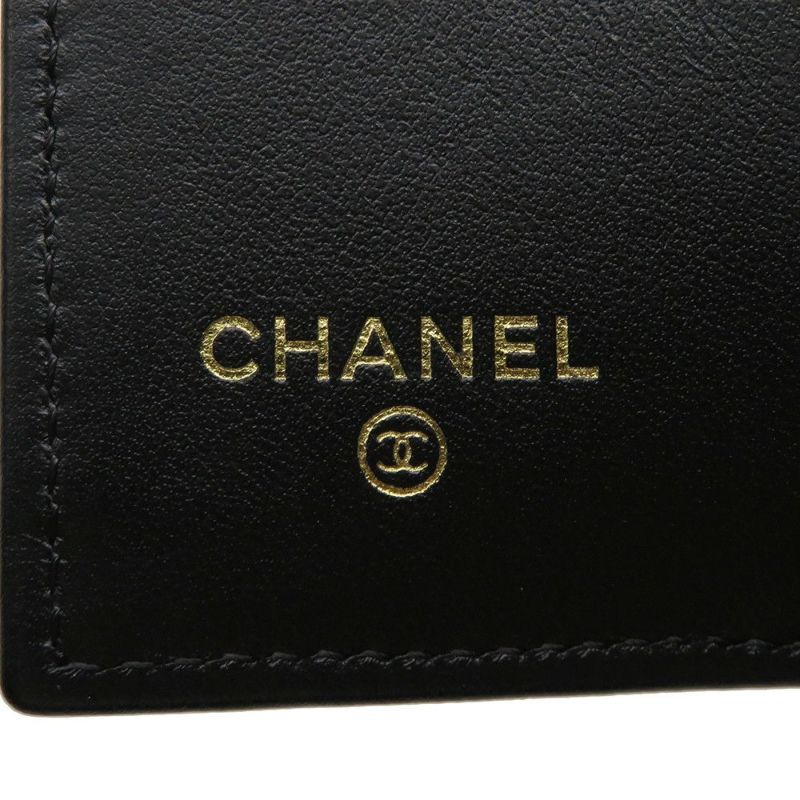 シャネル 三つ折り財布 マトラッセ ココマーク スモール フラップ キャビアスキン/ラインストーン AP3518 CHANEL 黒