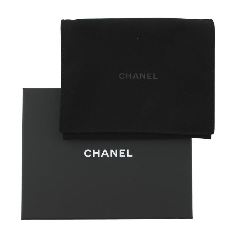 シャネル 三つ折り財布 マトラッセ ココマーク スモール フラップ キャビアスキン/ラインストーン AP3518 CHANEL 黒