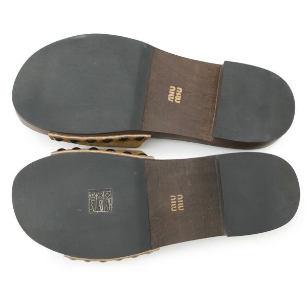 ミュウミュウ サンダル 色褪せ加工 クロッグ スエード ウッドソール レディースサイズ37 5Z425E MIUMIU 靴