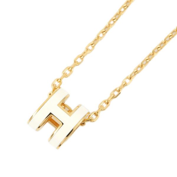 【付属品有】　HERMES ポップアッシュ　ネックレス ゴールド　オフホワイト エルメス ネックレス ミニ・ポップアッシュ ホワイト/ゴールド