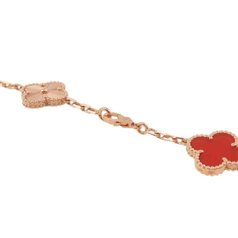 ヴァンクリーフ&アーペル ネックレス ヴィンテージ アルハンブラ ロングネックレス 20モチーフ ギヨシェ カーネリアン K18PG