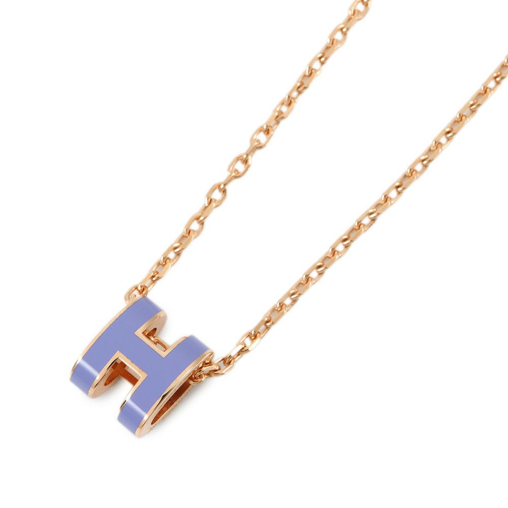 エルメス ネックレス ミニ・ポップアッシュ パープル/ピンクゴールド金具 HERMES アクセサリー