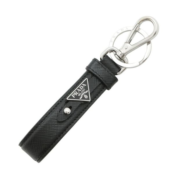 プラダ キーホルダー トライアングル プレート キーリング 2PP68T PRADA バッグチャーム メンズ 黒