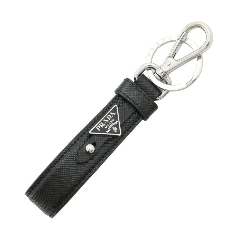 プラダ キーホルダー トライアングル プレート キーリング 2PP68T PRADA バッグチャーム メンズ 黒