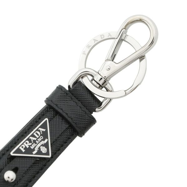 プラダ キーホルダー トライアングル プレート キーリング 2PP68T PRADA バッグチャーム メンズ 黒