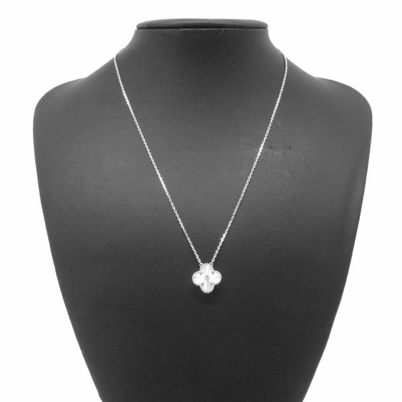 ヴァンクリーフ&アーペル ネックレス ヴィンテージ アルハンブラ ギヨシェ ダイヤ 1P K18WG VCARP6L800 2020年ホリデー限定