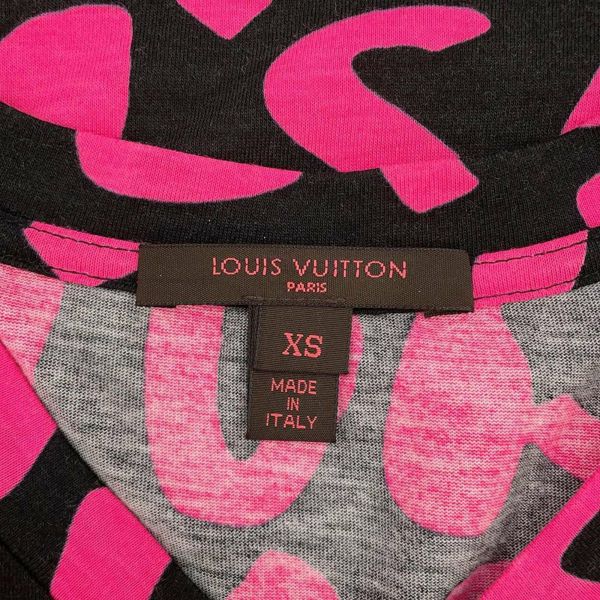 ルイヴィトン 半袖Tシャツ モノグラム・グラフィティ Tシャツ メンズサイズXS LOUIS VUITTON 黒 ブラック ピンク アパレル