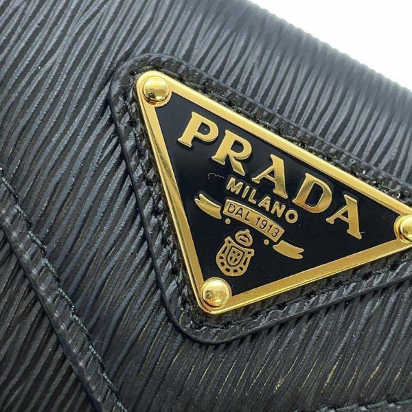 プラダ 三つ折り財布 サフィアーノ ロゴ コンパクトウォレット 1MH021 PRADA 財布 黒