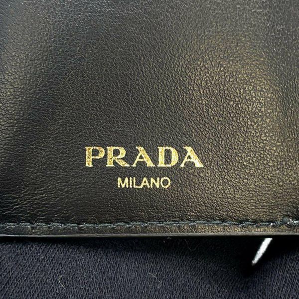 プラダ 三つ折り財布 サフィアーノ ロゴ コンパクトウォレット 1MH021 PRADA 財布 黒