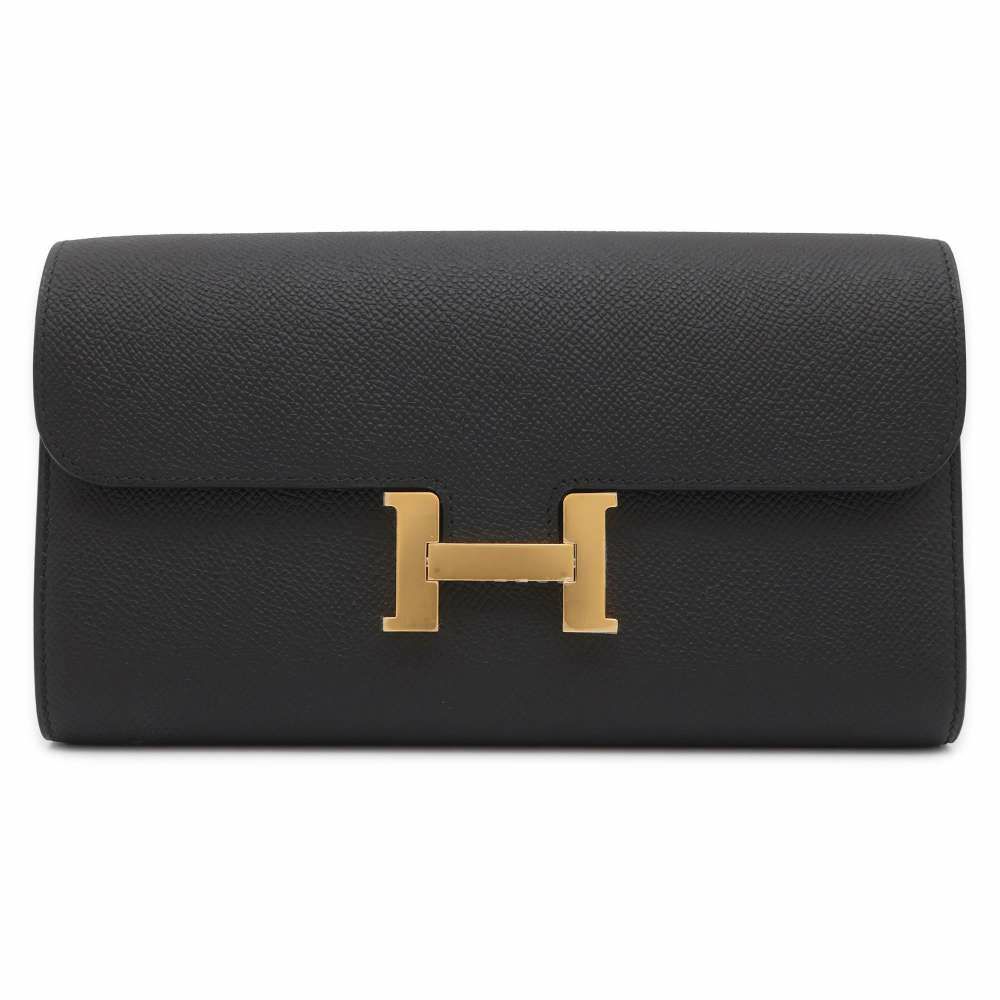 エルメス 長財布 コンスタンス トゥーゴー ロング ブラック/ゴールド金具 ヴォーエプソン W刻印 黒