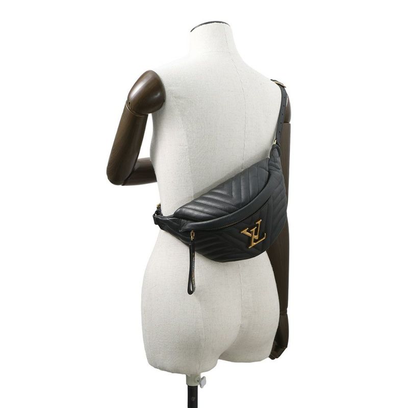 ルイヴィトン ボディバッグ カーフレザー ニューウェーブ バムバッグ M53750 ウエストバッグ 黒 ブラック
