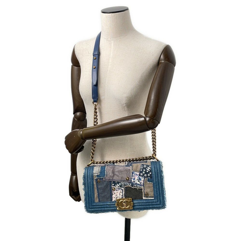 シャネル チェーンショルダーバッグ ココマーク ボーイシャネル パッチワーク デニム A92867 CHANEL BOY CHANEL