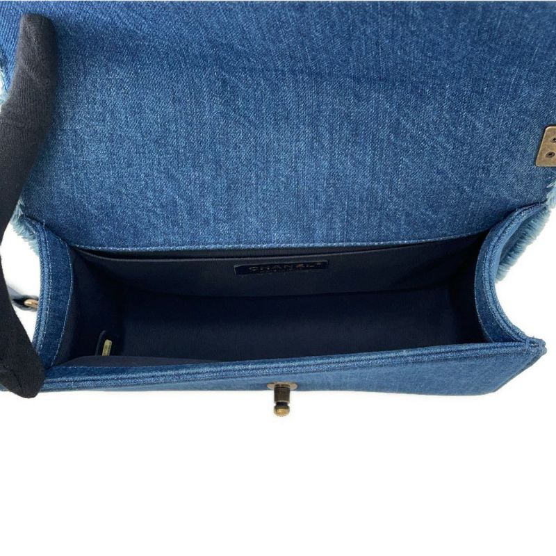 シャネル チェーンショルダーバッグ ココマーク ボーイシャネル パッチワーク デニム A92867 CHANEL BOY CHANEL