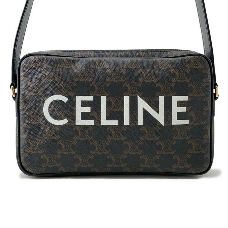 セリーヌ ショルダーバッグ トリオンフ ホリゾンタル ミディアム メッセンジャーバッグ PVC 194502CIM.38NO CELINE 黒