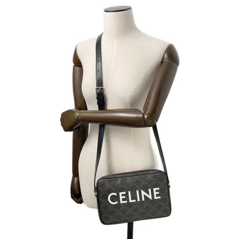 セリーヌ ショルダーバッグ トリオンフ ホリゾンタル ミディアム メッセンジャーバッグ PVC 194502CIM.38NO CELINE 黒