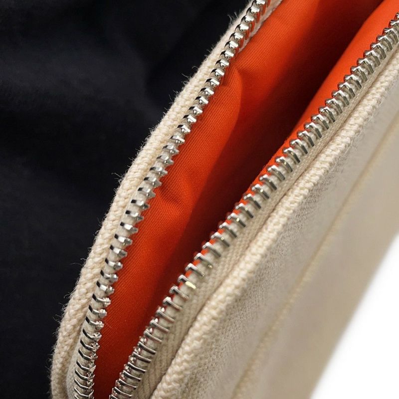 エルメス ポーチ ボリードポーチ ミニミニ ナチュラル/シルバー金具 コットン HERMES 小物入れ