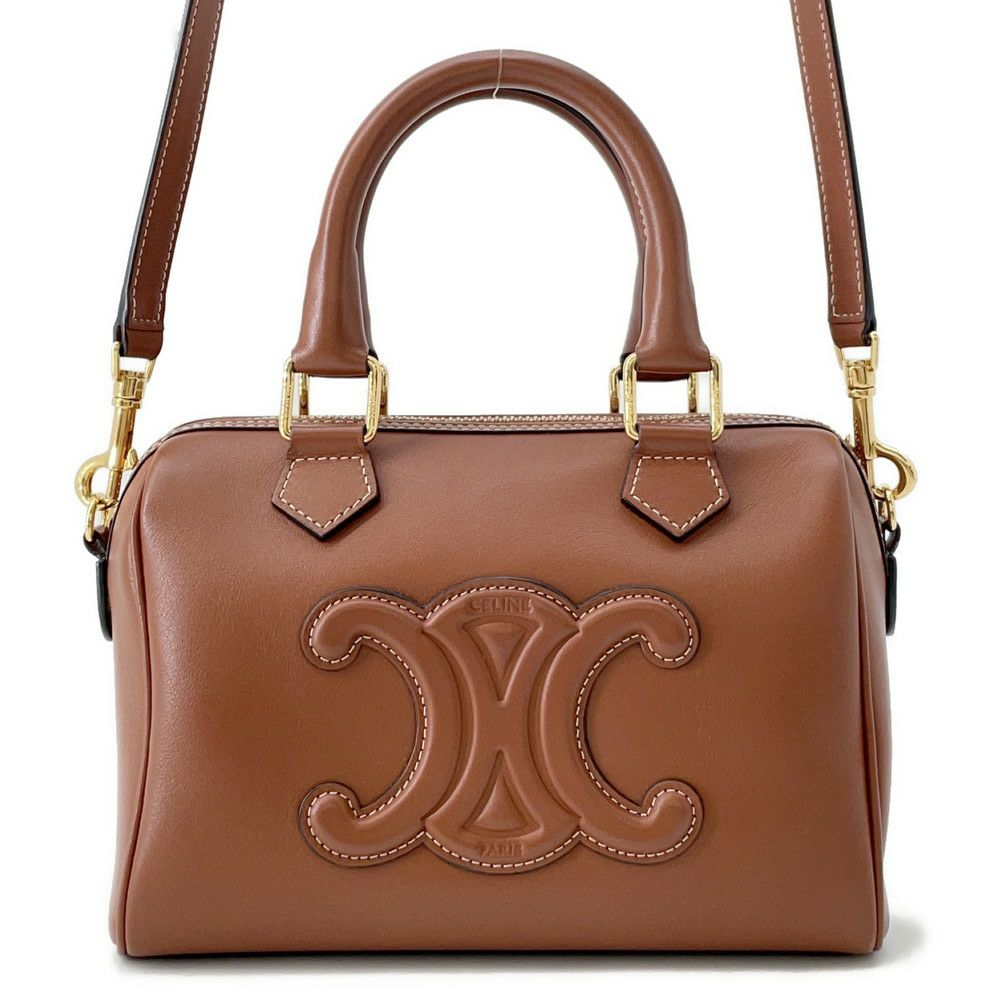 セリーヌ ハンドバッグ トリオンフ スモール ボストン スムースカーフレザー 113773DU3.04LU 2way ブラウン