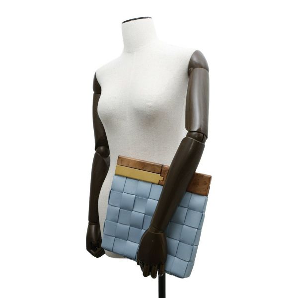 ボッテガヴェネタ クラッチバッグ マキシイントレチャート BVスナップ レザー ウッド BOTTEGA VENETA